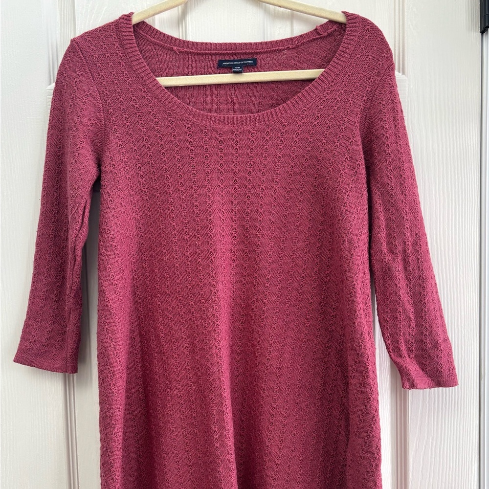 Y2K Vintage American Eagle Babydoll Knit Dress Pink Lightweight Dress